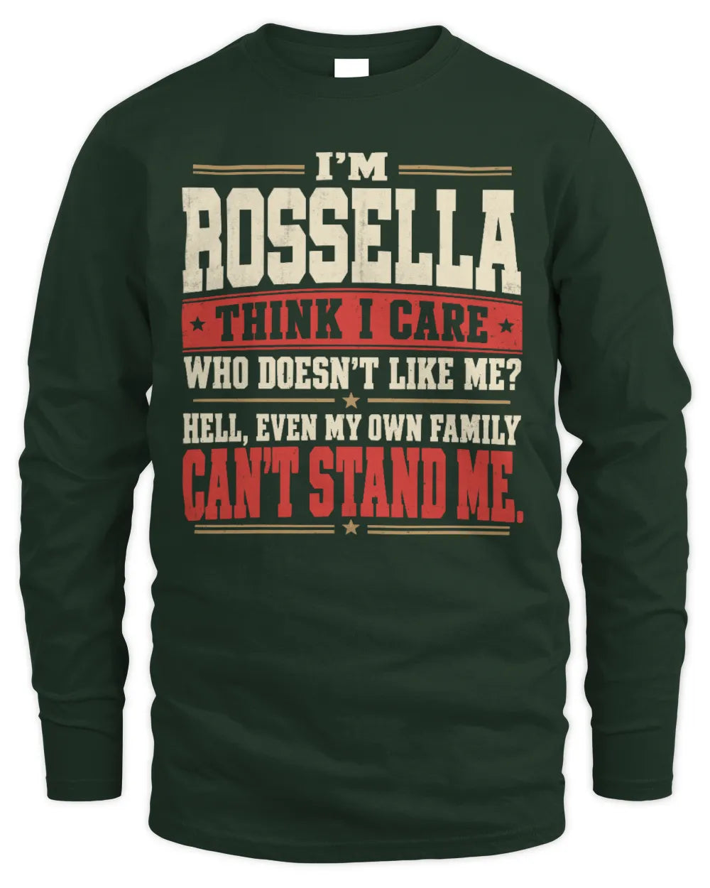 ROSSELLA-KTL06-H009 I’m [NAME] – Think I Care? Personalized Funny T-Shirt - Men's Long Sleeved T-Shirt - Forest Green