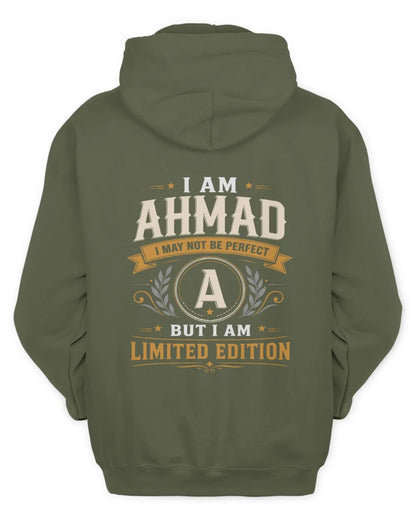 AHMAD KT88-V9 - Personalized “I Am NAME I May Not Be Perfect, But I Am Limited Edition” - Unisex Hoodie - Military Green
