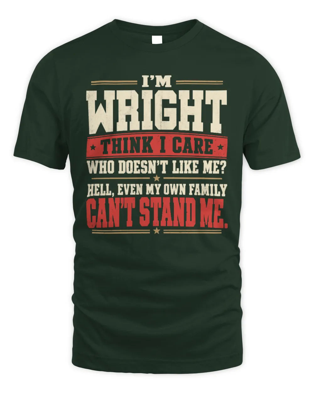 WRIGHT-KTL06-H009 I’m [NAME] – Think I Care? Personalized Funny T-Shirt - Unisex Standard T-Shirt - Forest Green