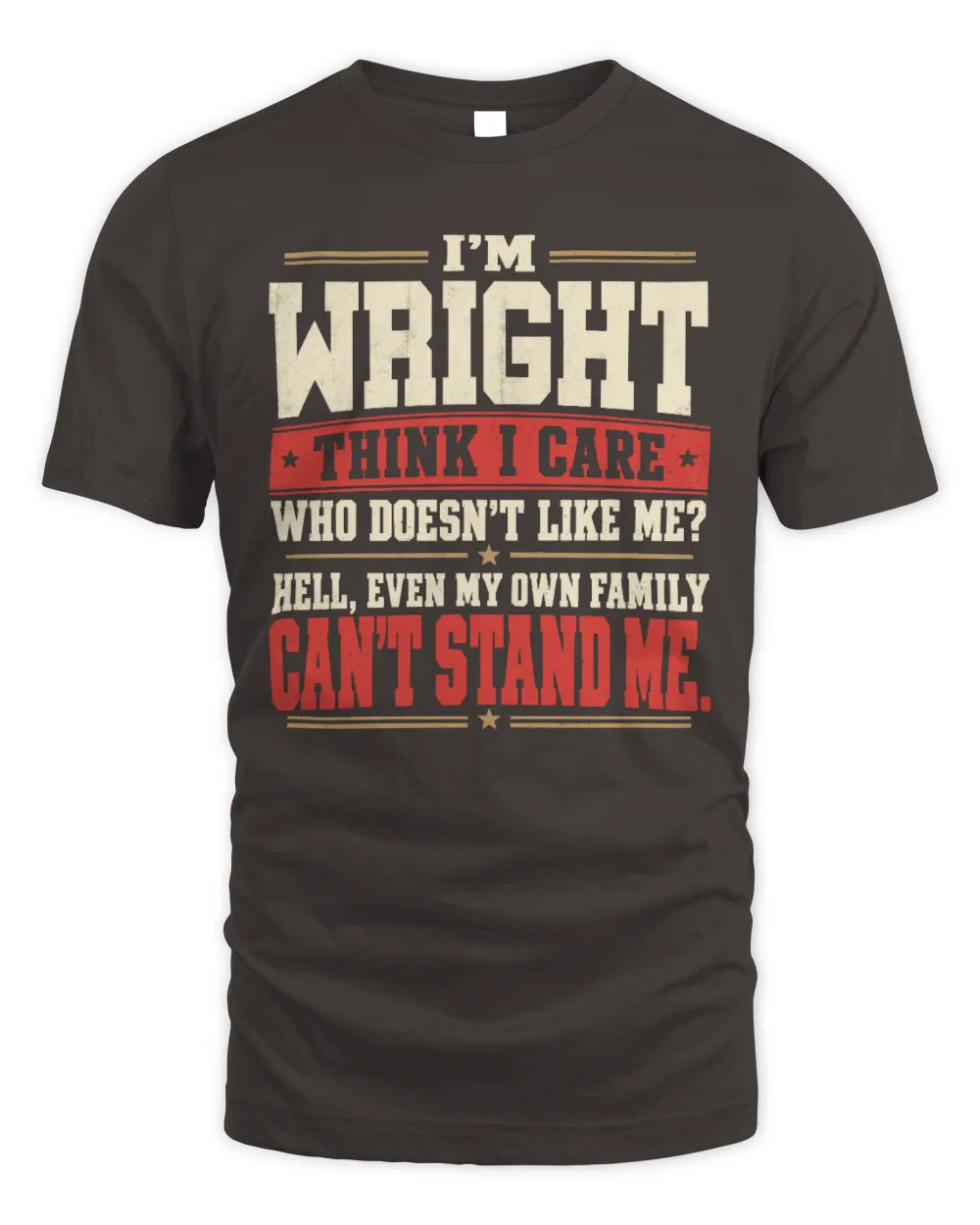 WRIGHT-KTL06-H009 I’m [NAME] – Think I Care? Personalized Funny T-Shirt - Unisex Standard T-Shirt - Dark Chocolate