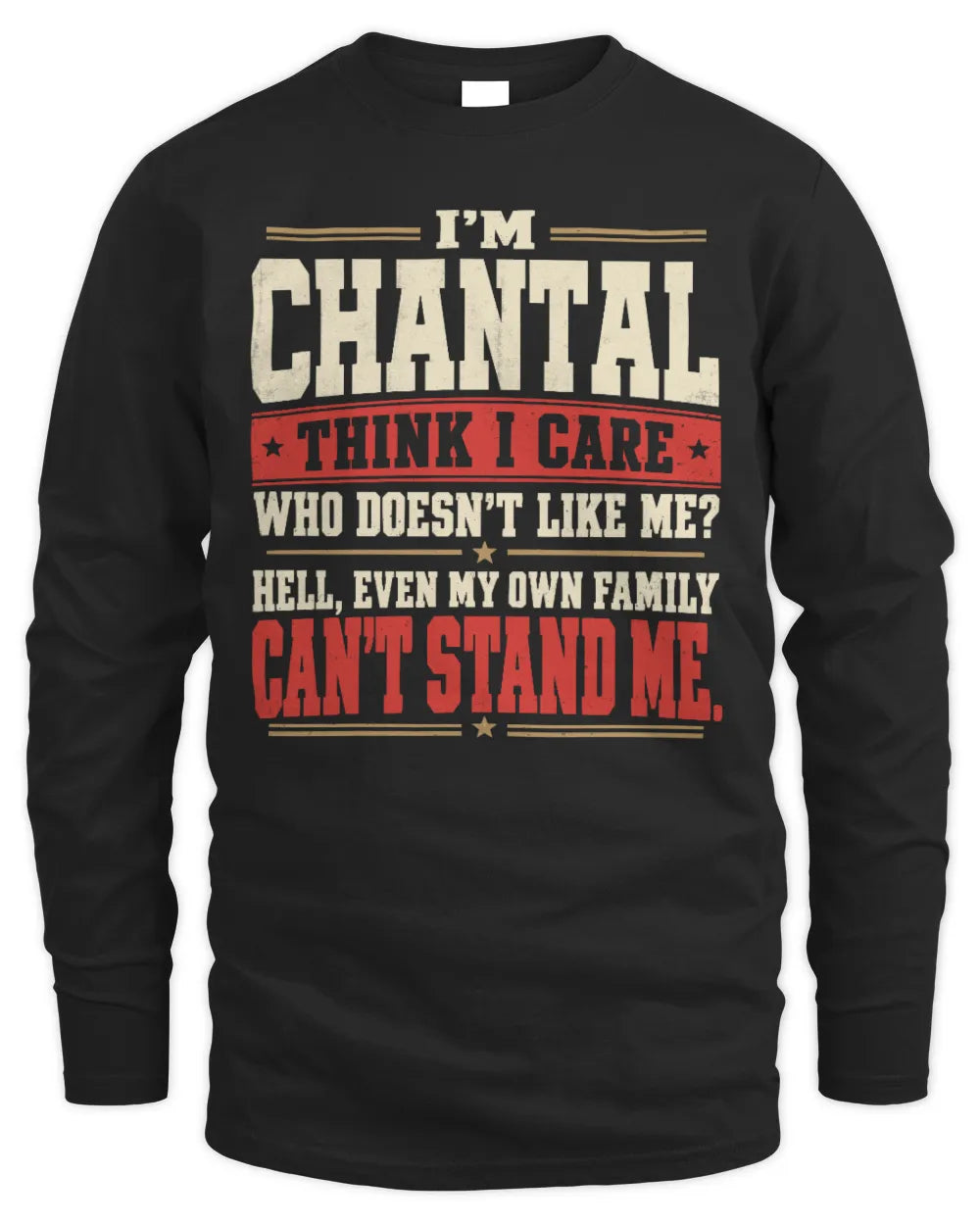 CHANTAL-KTL06-H009 I’m [NAME] – Think I Care? Personalized Funny T-Shirt - Men's Long Sleeved T-Shirt - Black