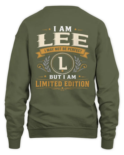 LEE KT88-V9 - Personalized “I Am NAME I May Not Be Perfect, But I Am Limited Edition” - Unisex Sweatshirt - Military Green