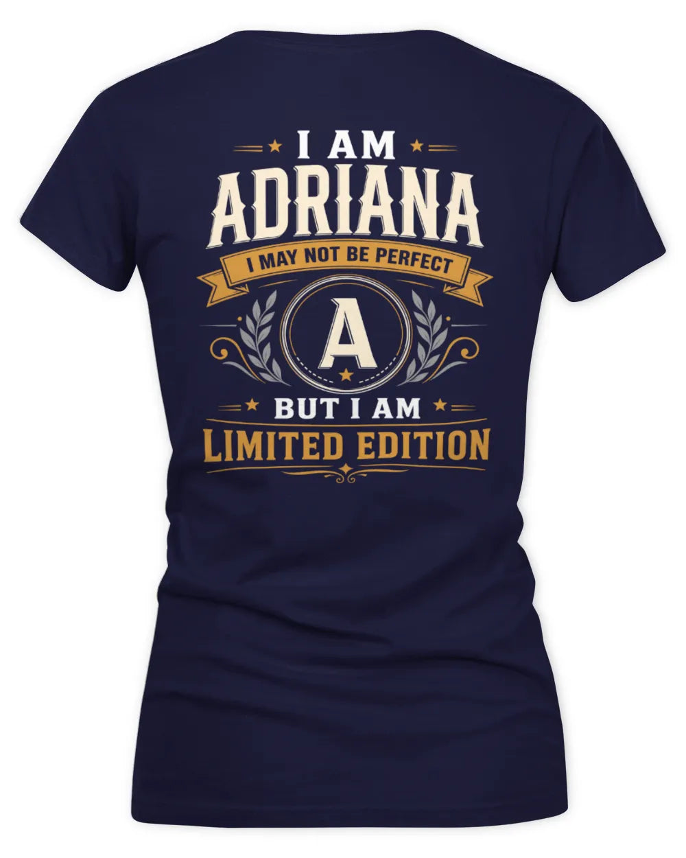 ADRIANA KT88-V9 - Personalized “I Am NAME I May Not Be Perfect, But I Am Limited Edition” - Women's V-Neck T-Shirt - Navy