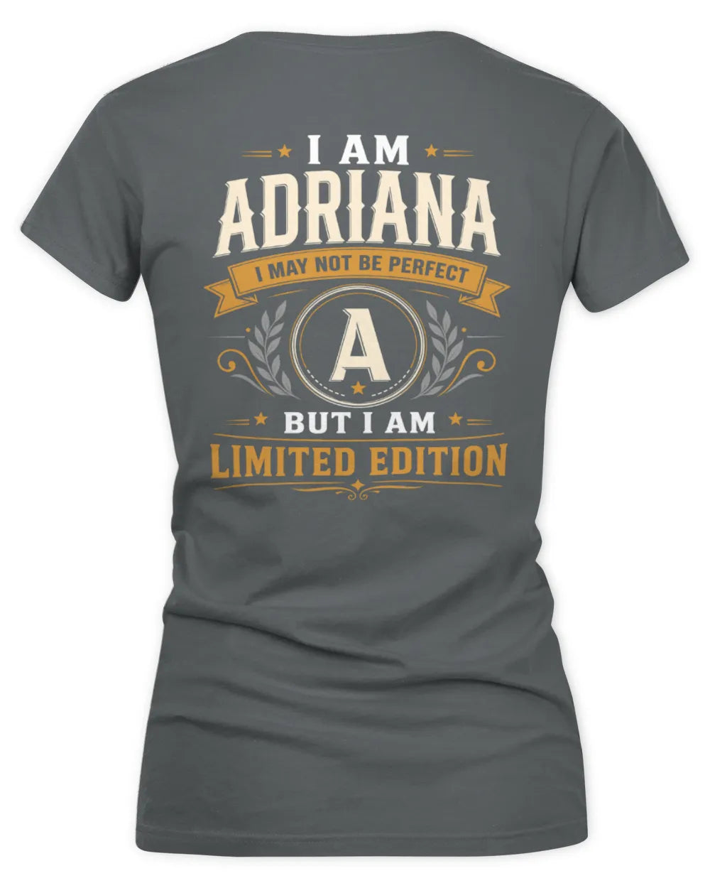 ADRIANA KT88-V9 - Personalized “I Am NAME I May Not Be Perfect, But I Am Limited Edition” - Women's V-Neck T-Shirt - Charcoal