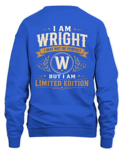 WRIGHT KT88-V9 - Personalized “I Am NAME I May Not Be Perfect, But I Am Limited Edition” - Unisex Sweatshirt - Royal