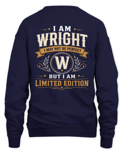 WRIGHT KT88-V9 - Personalized “I Am NAME I May Not Be Perfect, But I Am Limited Edition” - Unisex Sweatshirt - Navy