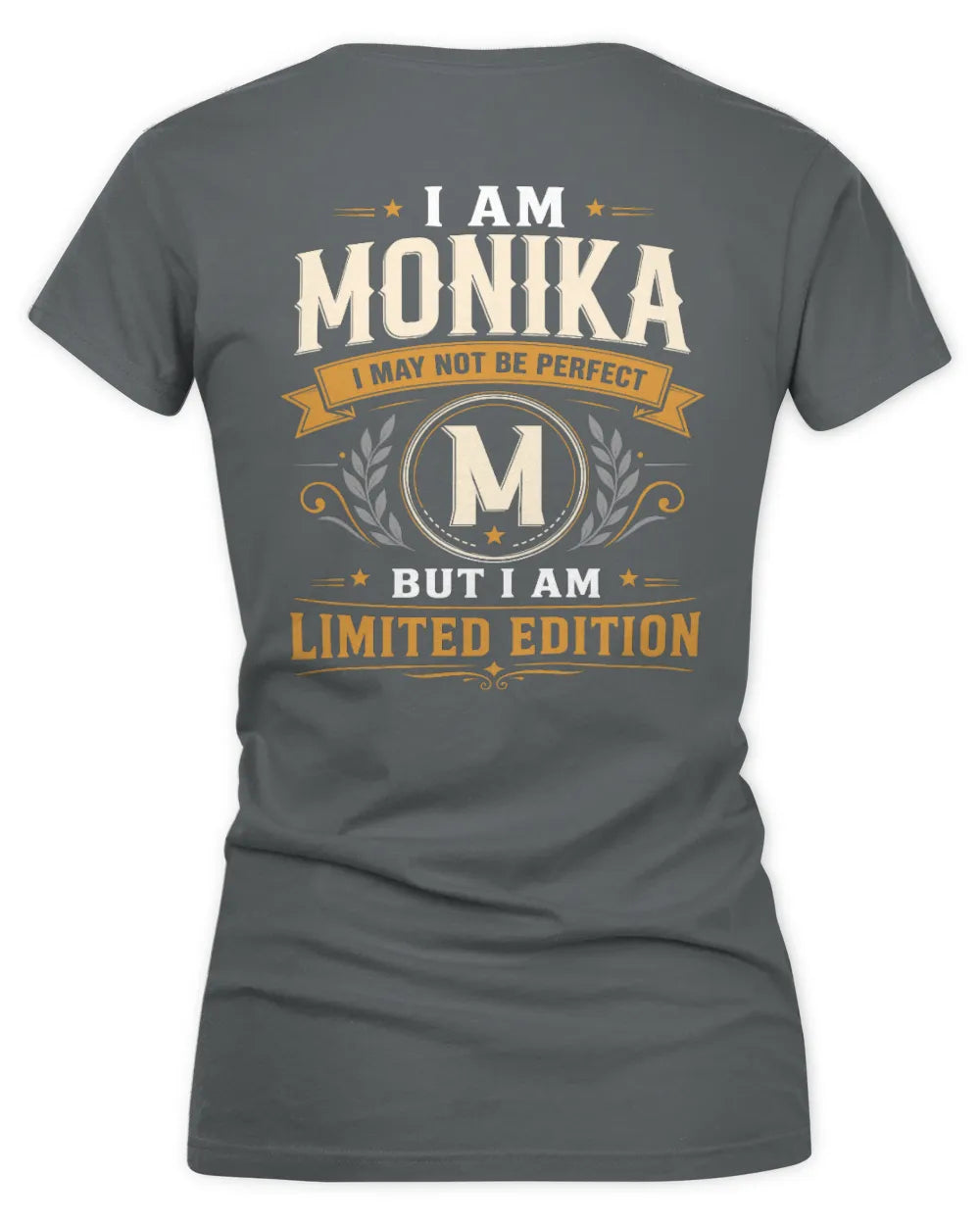 MONIKA KT88-V9 - Personalized “I Am NAME I May Not Be Perfect, But I Am Limited Edition” - Women's V-Neck T-Shirt - Charcoal