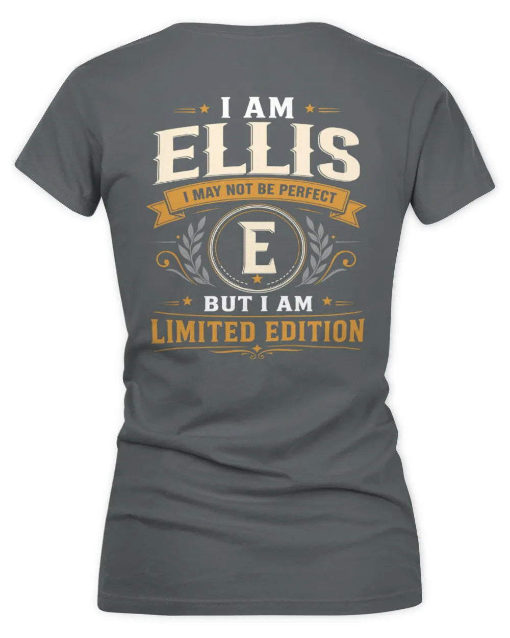 ELLIS KT88-V9 - Personalized “I Am NAME I May Not Be Perfect, But I Am Limited Edition” - Women's V-Neck T-Shirt - Charcoal