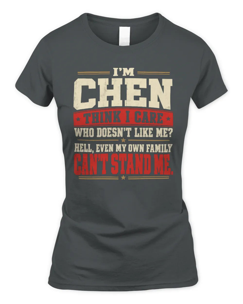 CHEN-KTL06-H009 I’m [NAME] – Think I Care? Personalized Funny T-Shirt - Women's Standard T-Shirt - Charcoal