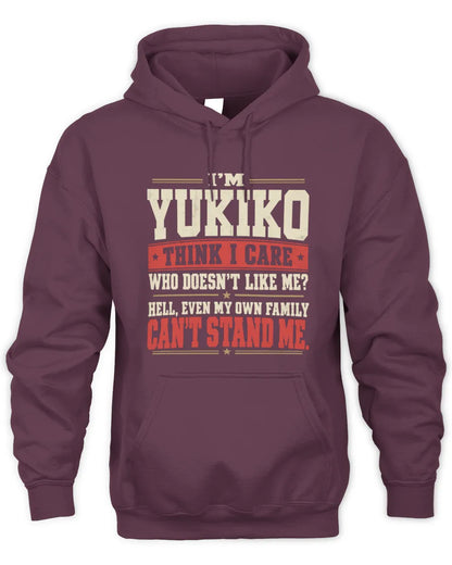 YUKIKO-KTL06-H009 I’m [NAME] – Think I Care? Personalized Funny T-Shirt - Unisex Hoodie - Maroon