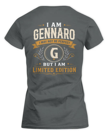 GENNARO KT88-V9 - Personalized “I Am NAME I May Not Be Perfect, But I Am Limited Edition” - Women's Standard T-Shirt - Charcoal