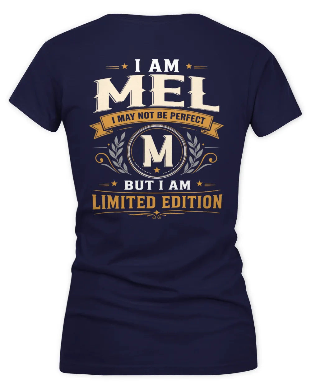 MEL KT88-V9 - Personalized “I Am NAME I May Not Be Perfect, But I Am Limited Edition” - Women's V-Neck T-Shirt - Navy