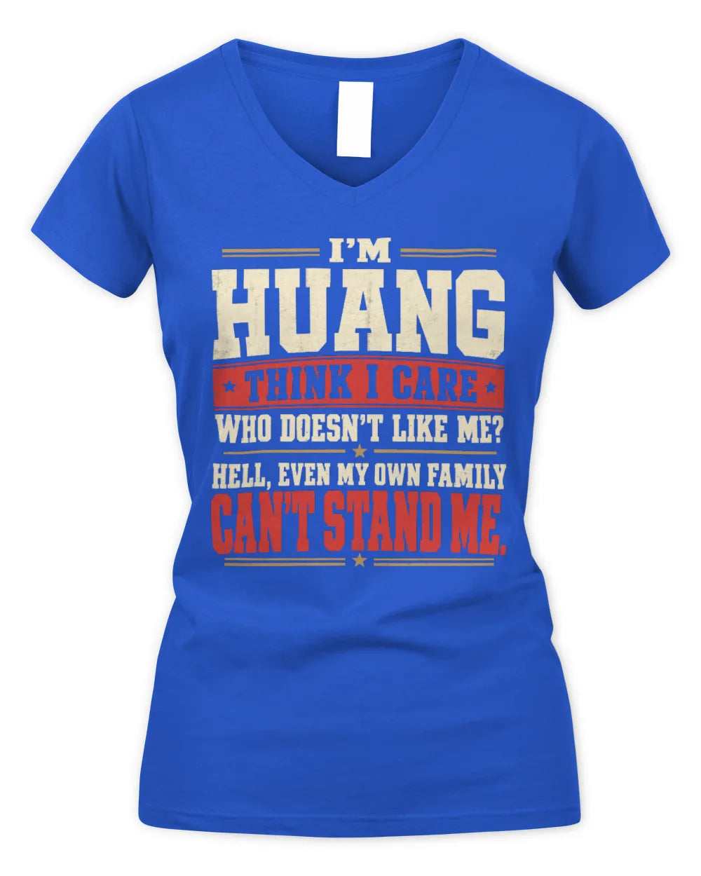 HUANG-KTL06-H009 I’m [NAME] – Think I Care? Personalized Funny T-Shirt - Women's V-Neck T-Shirt - Royal
