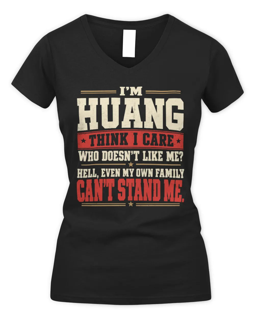 HUANG-KTL06-H009 I’m [NAME] – Think I Care? Personalized Funny T-Shirt - Women's V-Neck T-Shirt - Black