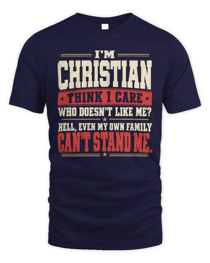 CHRISTIAN-KTL06-H009 I’m [NAME] – Think I Care? Personalized Funny T-Shirt - Unisex Standard T-Shirt - Navy