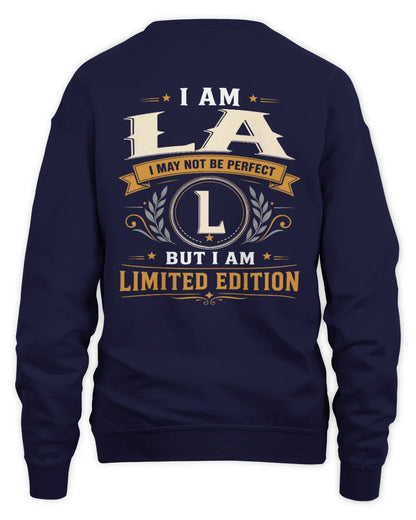 LA KT88-V9 - Personalized “I Am NAME I May Not Be Perfect, But I Am Limited Edition” - Unisex Sweatshirt - Navy
