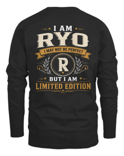 RYO KT88-V9 - Personalized “I Am NAME I May Not Be Perfect, But I Am Limited Edition” - Men's Long Sleeved T-Shirt - Black