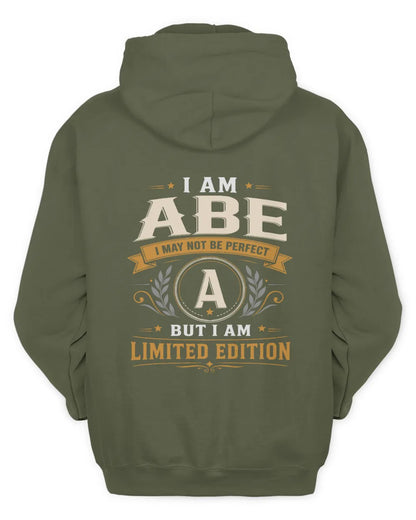 ABE KT88-V9 - Personalized “I Am NAME I May Not Be Perfect, But I Am Limited Edition” - Unisex Hoodie - Military Green