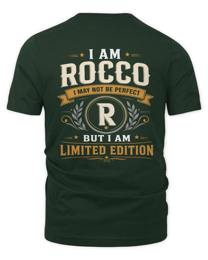 ROCCO KT88-V9 - Personalized “I Am NAME I May Not Be Perfect, But I Am Limited Edition” - Unisex Premium T-Shirt - Forest Green
