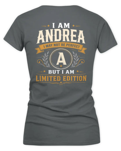 ANDREA KT88-V9 - Personalized “I Am NAME I May Not Be Perfect, But I Am Limited Edition” - Women's V-Neck T-Shirt - Charcoal