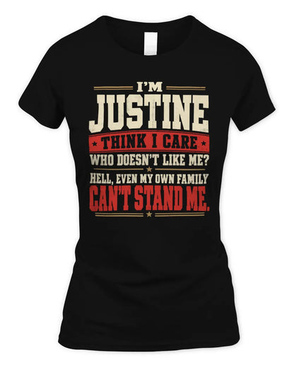 JUSTINE-KTL06-H009 I’m [NAME] – Think I Care? Personalized Funny T-Shirt - Women's Standard T-Shirt - Black