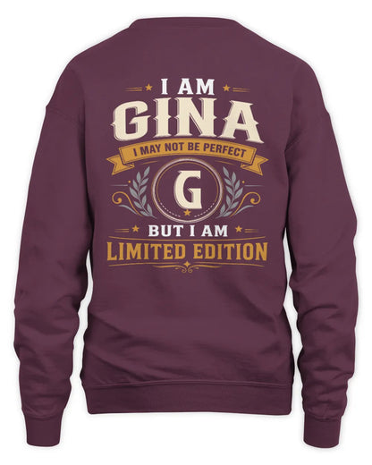 GINA KT88-V9 - Personalized “I Am NAME I May Not Be Perfect, But I Am Limited Edition” - Unisex Sweatshirt - Maroon
