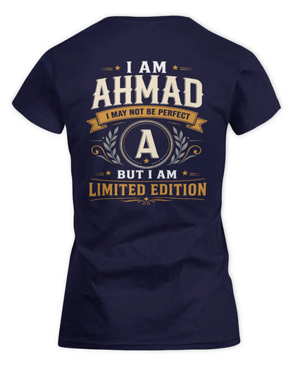 AHMAD KT88-V9 - Personalized “I Am NAME I May Not Be Perfect, But I Am Limited Edition” - Women's Standard T-Shirt - Navy