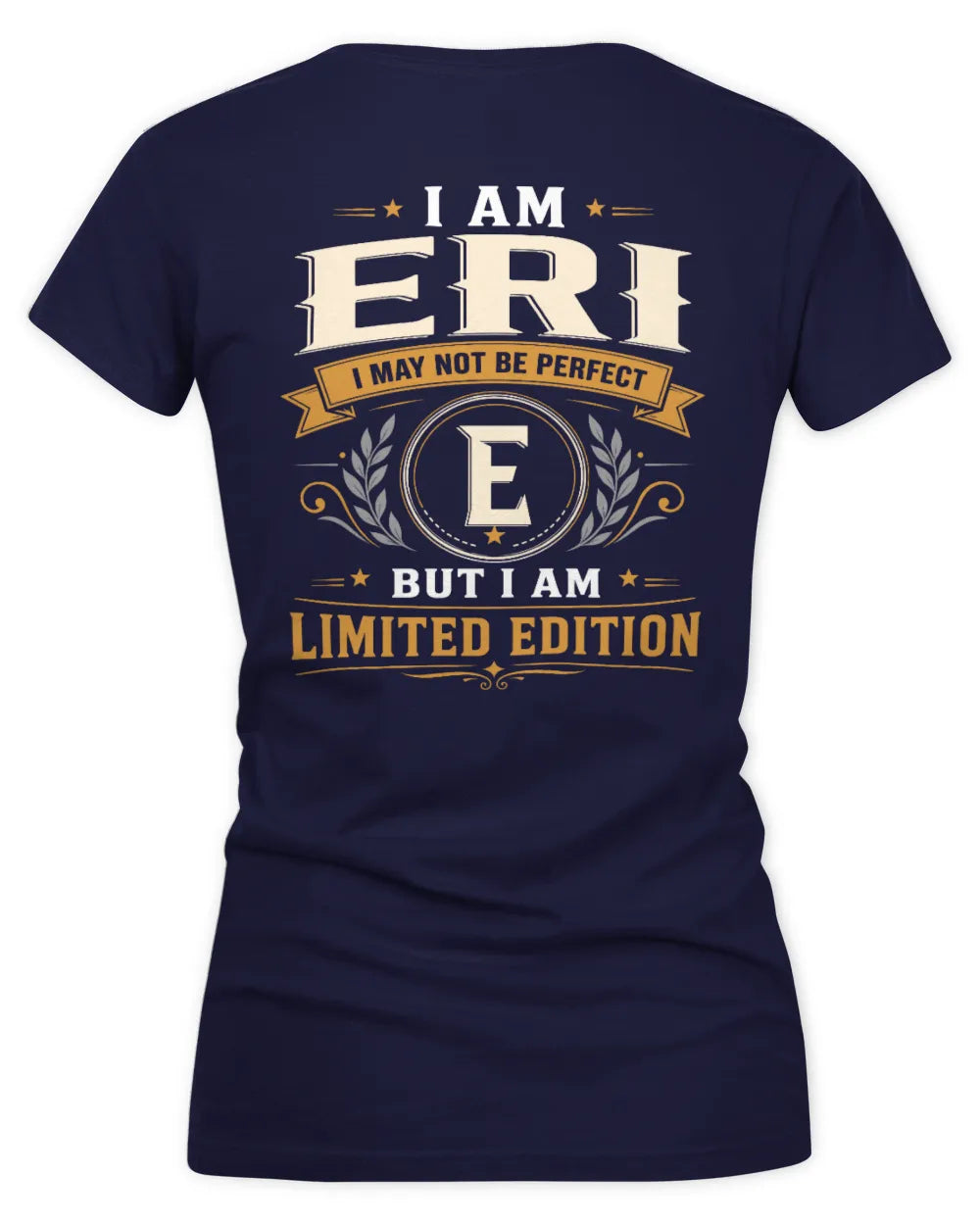 ERI KT88-V9 - Personalized “I Am NAME I May Not Be Perfect, But I Am Limited Edition” - Women's V-Neck T-Shirt - Navy