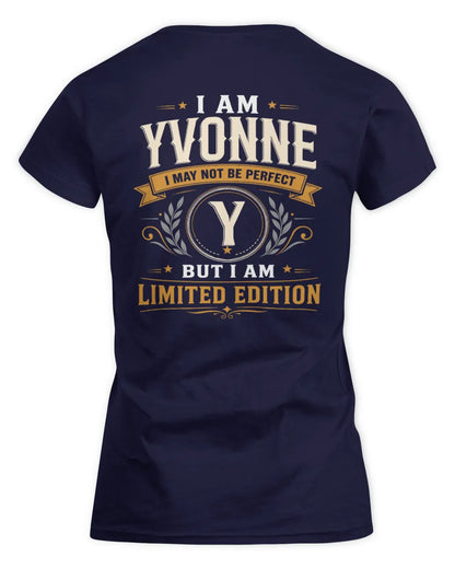 YVONNE KT88-V9 - Personalized “I Am NAME I May Not Be Perfect, But I Am Limited Edition” - Women's Standard T-Shirt - Navy