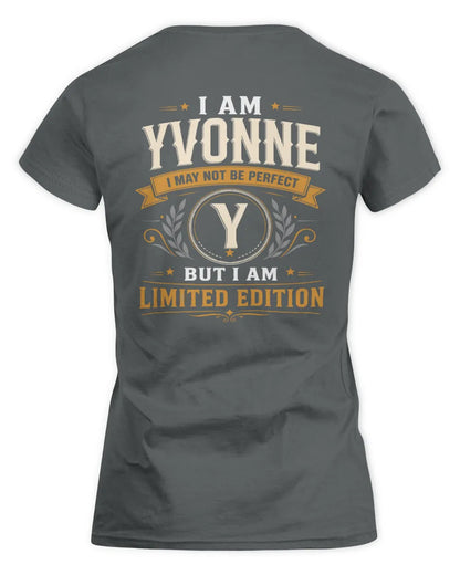 YVONNE KT88-V9 - Personalized “I Am NAME I May Not Be Perfect, But I Am Limited Edition” - Women's Standard T-Shirt - Charcoal