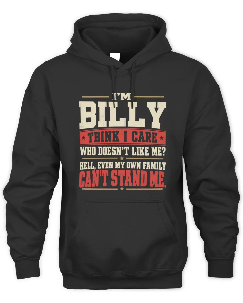 BILLY-KTL06-H009 I’m [NAME] – Think I Care? Personalized Funny T-Shirt - Unisex Hoodie - Black