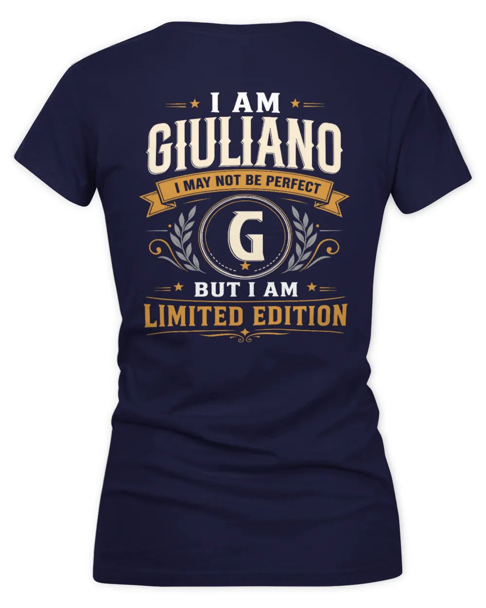 GIULIANO KT88-V9 - Personalized “I Am NAME I May Not Be Perfect, But I Am Limited Edition” - Women's V-Neck T-Shirt - Navy