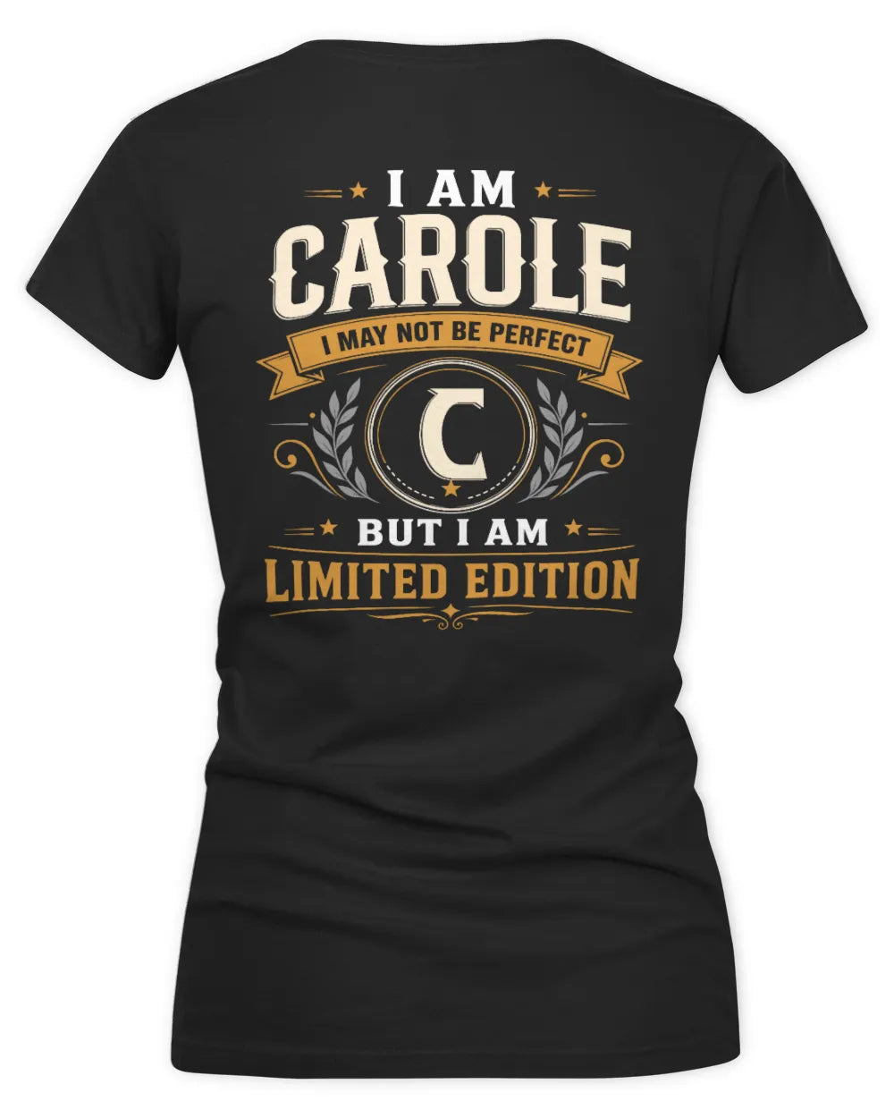 CAROLE KT88-V9 - Personalized “I Am NAME I May Not Be Perfect, But I Am Limited Edition” - Women's V-Neck T-Shirt - Black