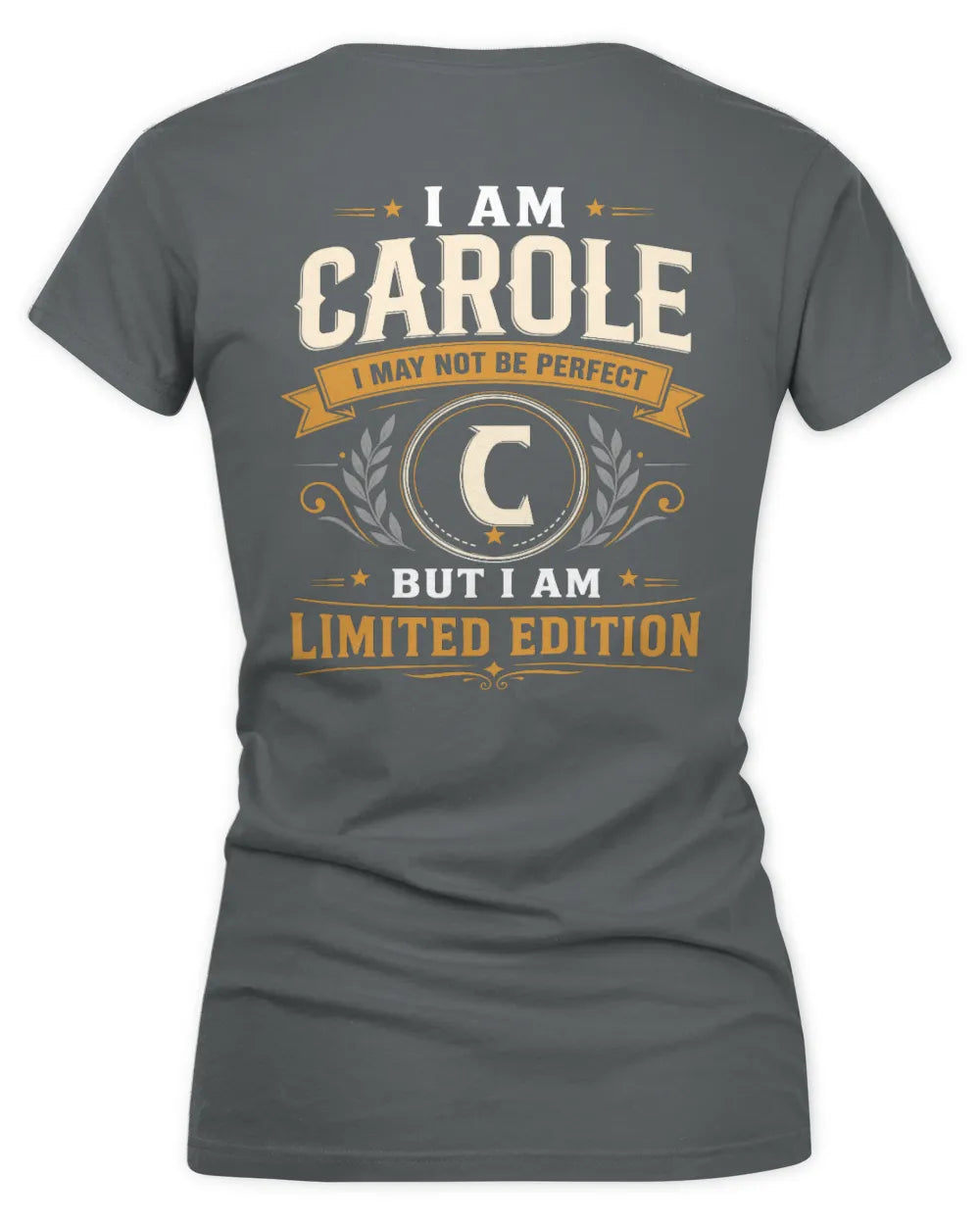 CAROLE KT88-V9 - Personalized “I Am NAME I May Not Be Perfect, But I Am Limited Edition” - Women's V-Neck T-Shirt - Charcoal