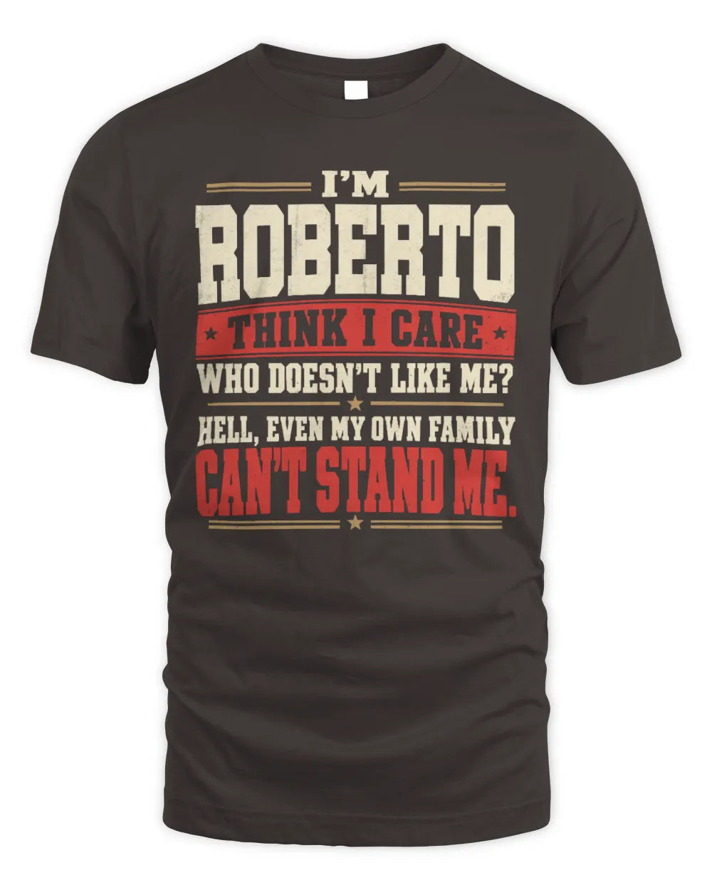 ROBERTO-KTL06-H009 I’m [NAME] – Think I Care? Personalized Funny T-Shirt - Unisex Standard T-Shirt - Dark Chocolate