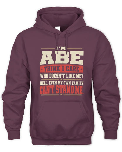 ABE-KTL06-H009 I’m [NAME] – Think I Care? Personalized Funny T-Shirt - Unisex Hoodie - Maroon