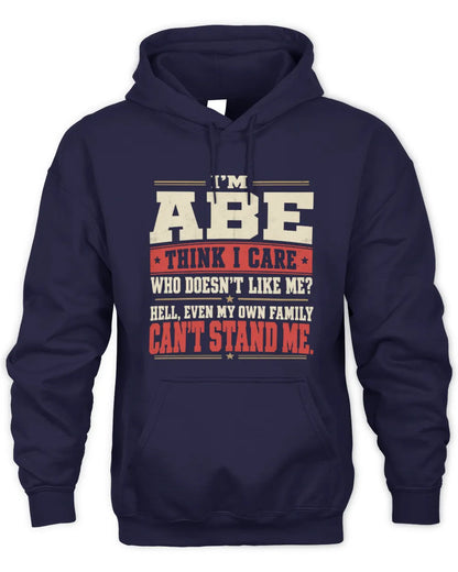 ABE-KTL06-H009 I’m [NAME] – Think I Care? Personalized Funny T-Shirt - Unisex Hoodie - Navy