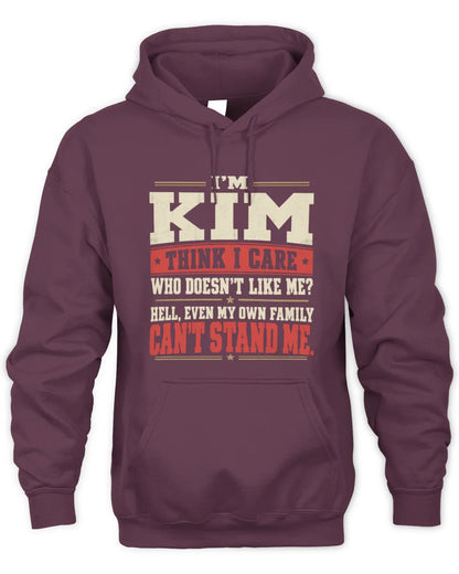 KIM-KTL06-H009 I’m [NAME] – Think I Care? Personalized Funny T-Shirt - Unisex Hoodie - Maroon
