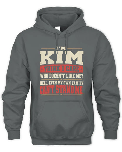 KIM-KTL06-H009 I’m [NAME] – Think I Care? Personalized Funny T-Shirt - Unisex Hoodie - Charcoal
