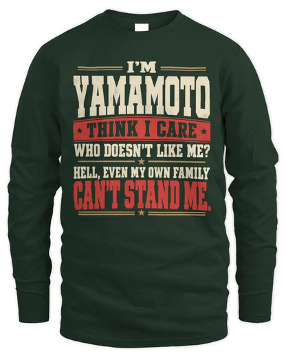 YAMAMOTO-KTL06-H009 I’m [NAME] – Think I Care? Personalized Funny T-Shirt - Men's Long Sleeved T-Shirt - Forest Green