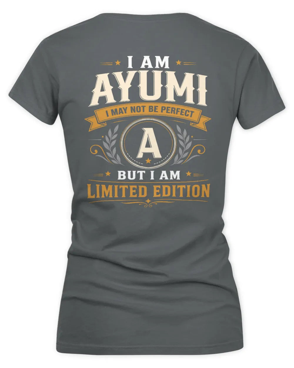 AYUMI KT88-V9 - Personalized “I Am NAME I May Not Be Perfect, But I Am Limited Edition” - Women's V-Neck T-Shirt - Charcoal