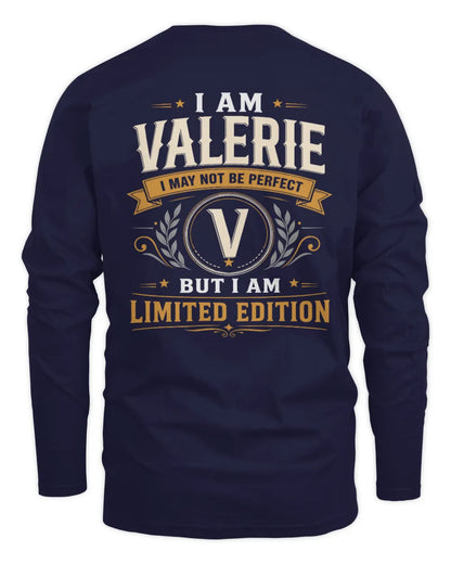VALERIE KT88-V9 - Personalized “I Am NAME I May Not Be Perfect, But I Am Limited Edition” - Men's Long Sleeved T-Shirt - Navy