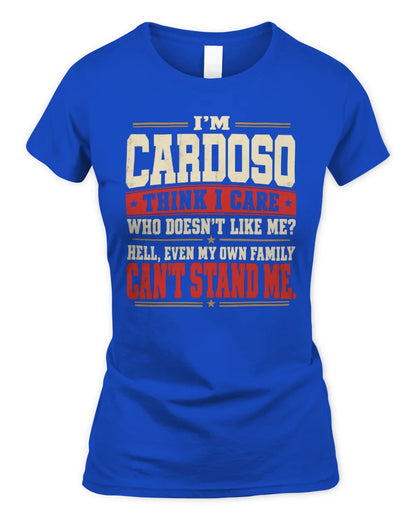 CARDOSO-KTL06-H009 I’m [NAME] – Think I Care? Personalized Funny T-Shirt - Women's Standard T-Shirt - Royal