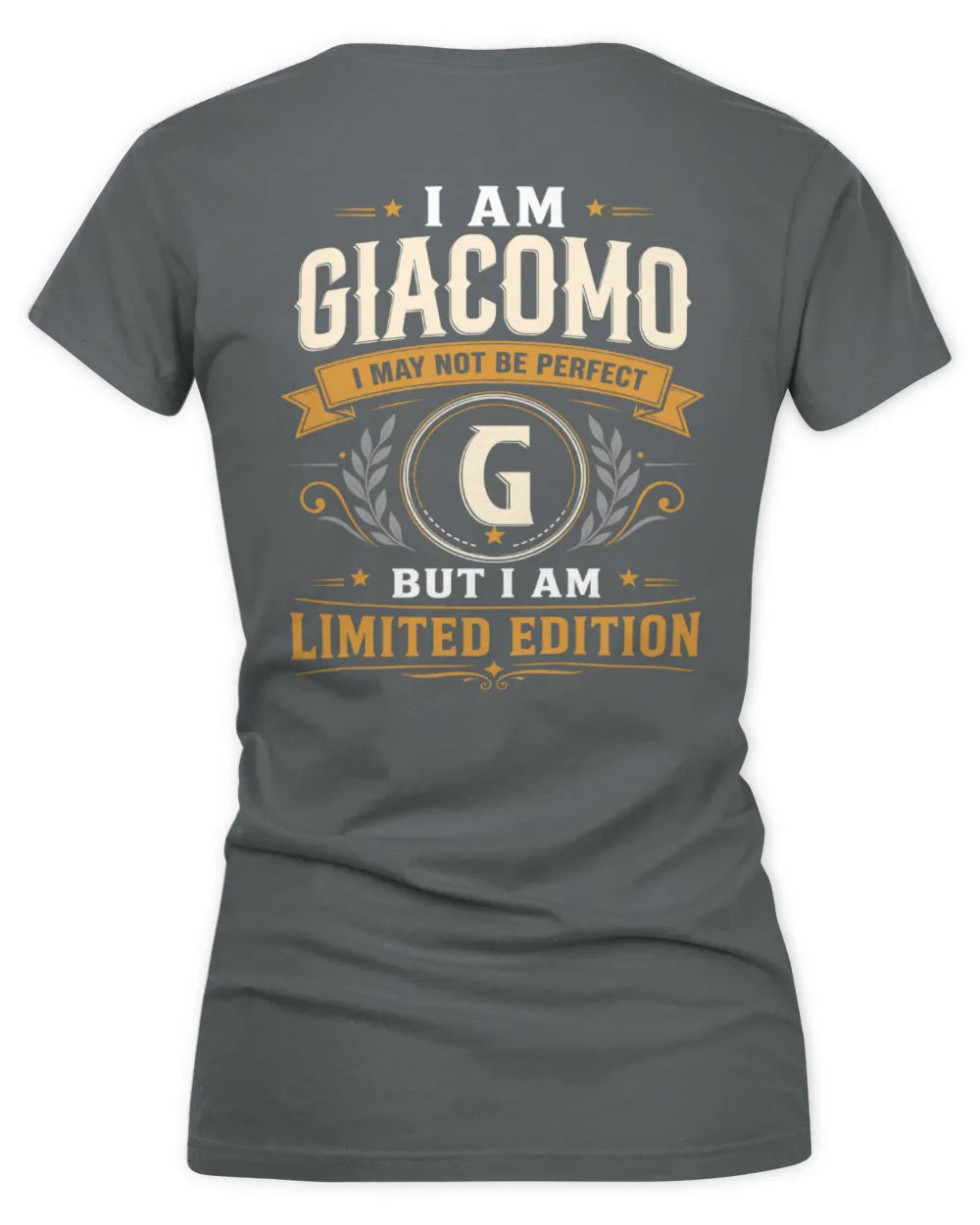 GIACOMO KT88-V9 - Personalized “I Am NAME I May Not Be Perfect, But I Am Limited Edition” - Women's V-Neck T-Shirt - Charcoal