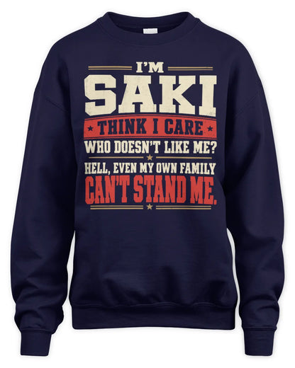 SAKI-KTL06-H009 I’m [NAME] – Think I Care? Personalized Funny T-Shirt - Unisex Sweatshirt - Navy