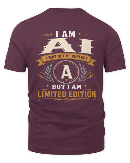 AI KT88-V9 - Personalized “I Am NAME I May Not Be Perfect, But I Am Limited Edition” - Unisex Premium T-Shirt - Maroon