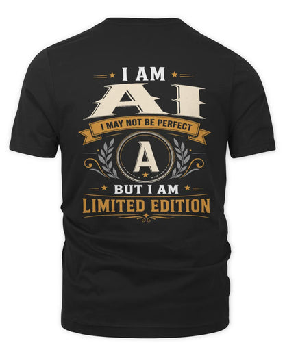 AI KT88-V9 - Personalized “I Am NAME I May Not Be Perfect, But I Am Limited Edition” - Unisex Premium T-Shirt - Black