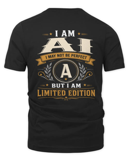 AI KT88-V9 - Personalized “I Am NAME I May Not Be Perfect, But I Am Limited Edition” - Unisex Premium T-Shirt - Black