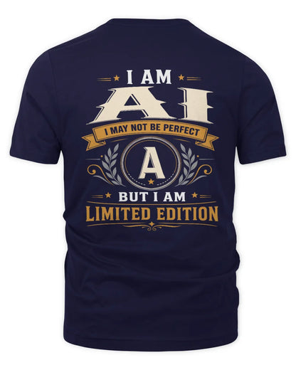 AI KT88-V9 - Personalized “I Am NAME I May Not Be Perfect, But I Am Limited Edition” - Unisex Premium T-Shirt - Navy