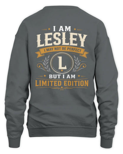 LESLEY KT88-V9 - Personalized “I Am NAME I May Not Be Perfect, But I Am Limited Edition” - Unisex Sweatshirt - Charcoal